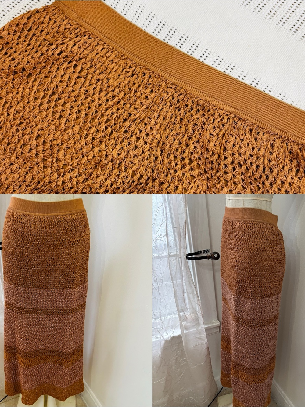 Missoni Crochet Maxi Skirt in Burnt Orange and Mauve